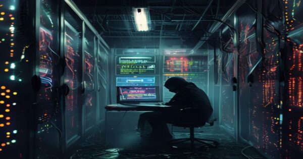 Tu ISP subasta tus datos de navegación a casas de apuestas 2 A dimly lit server room with glowing fiber optic cables, overlaid with semi-transparent betting advertisements (slots, sports odds) and a shadowy figure huddled over a laptop, depicting the secret sal