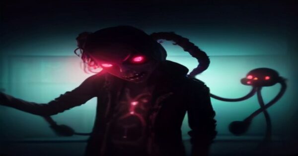 Router zombi: así usan tu red para apuestas ilegales 2 A home router transformed into a zombie, with glowing red eyes and cables twisted like tentacles, in a dark room, with screens displaying illegal betting interfaces in the shadows.